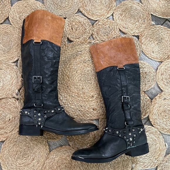Sam
Edelman Park Two Tone Studded Saddle Boots 7.5M - Picture 1 of 12